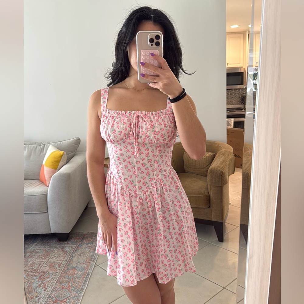 Pink and White Sleeveless Mini Sundress